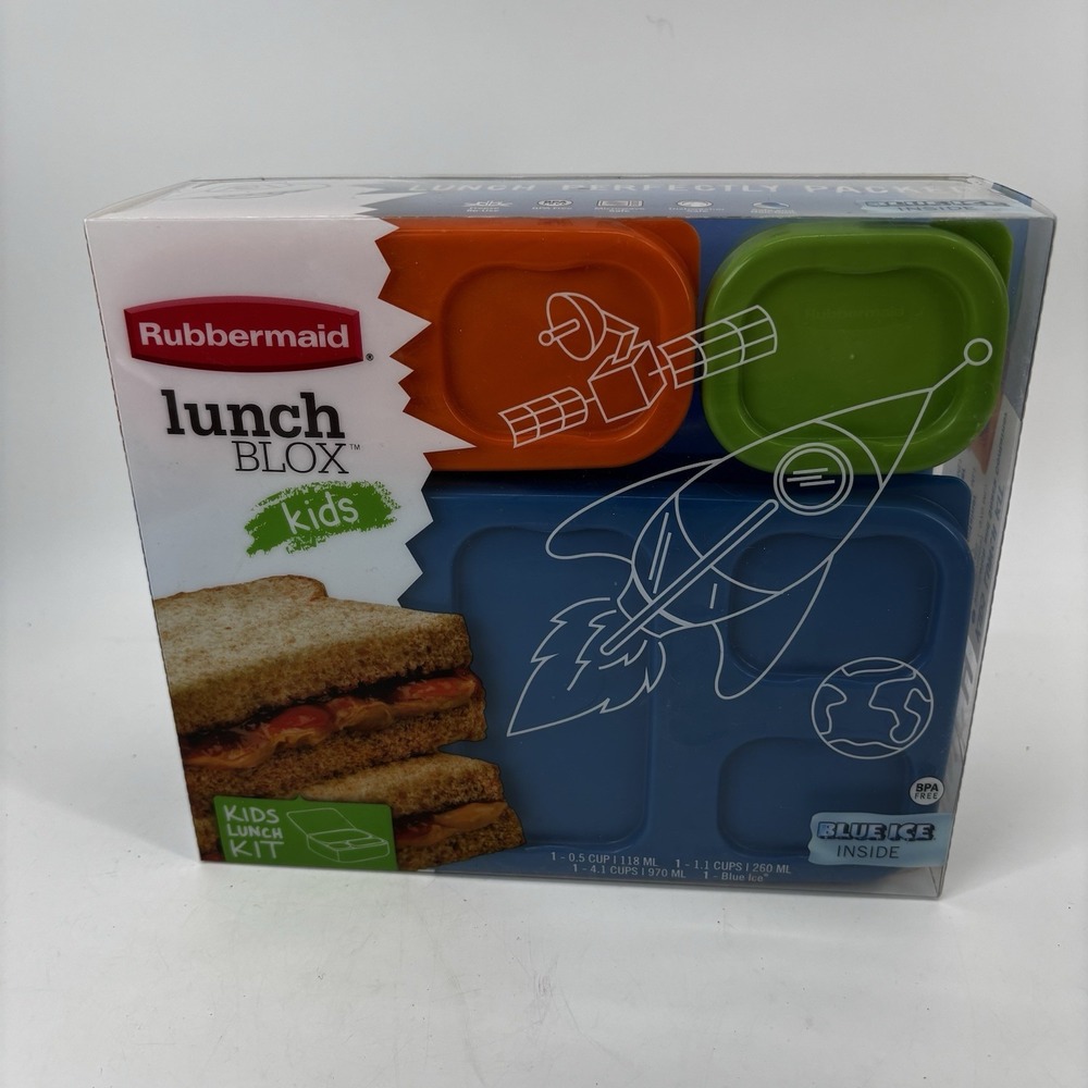 NEW~Rubbermaid LunchBlox Kids Lunch Kit Box BPA-Free~w/ Blue Ice & Divider